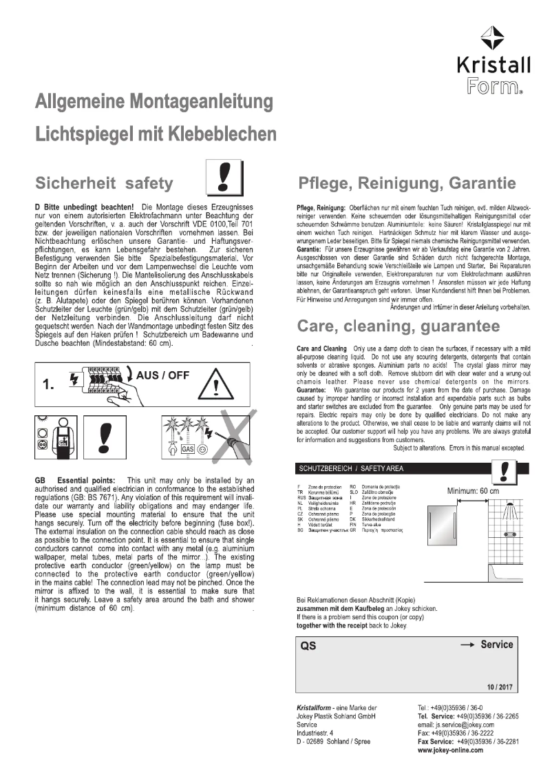 Page 1 de la notice Manuel utilisateur Kristall Form Primo