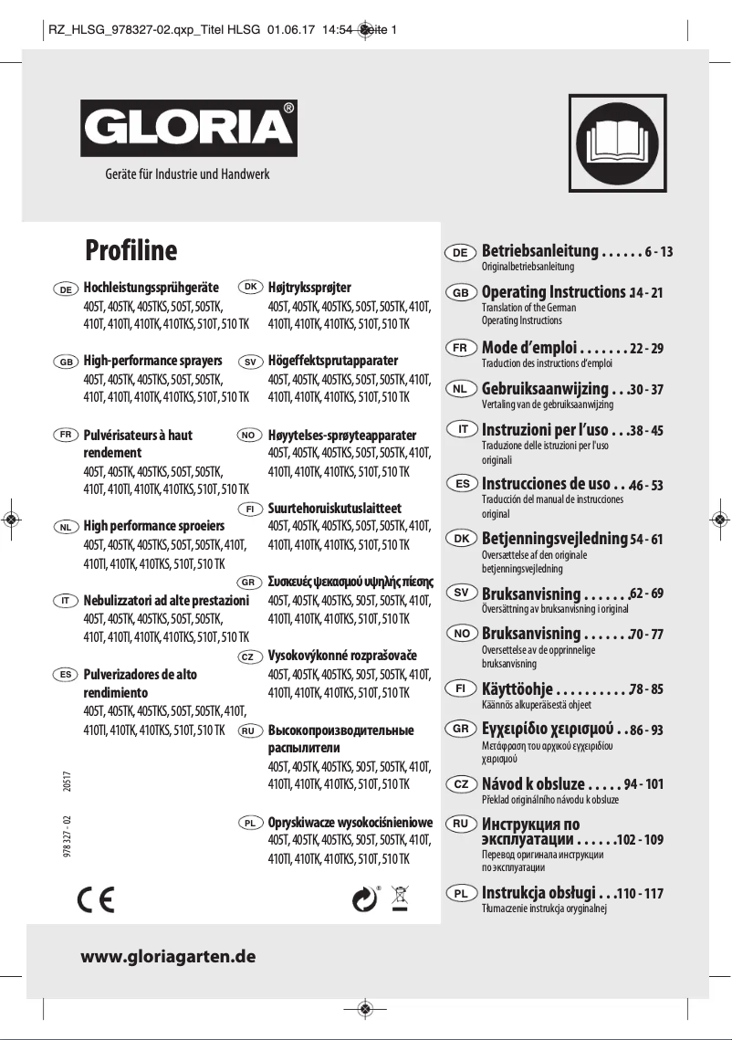 Page n°1 - Manuel utilisateur GLORIA Profiline 510T