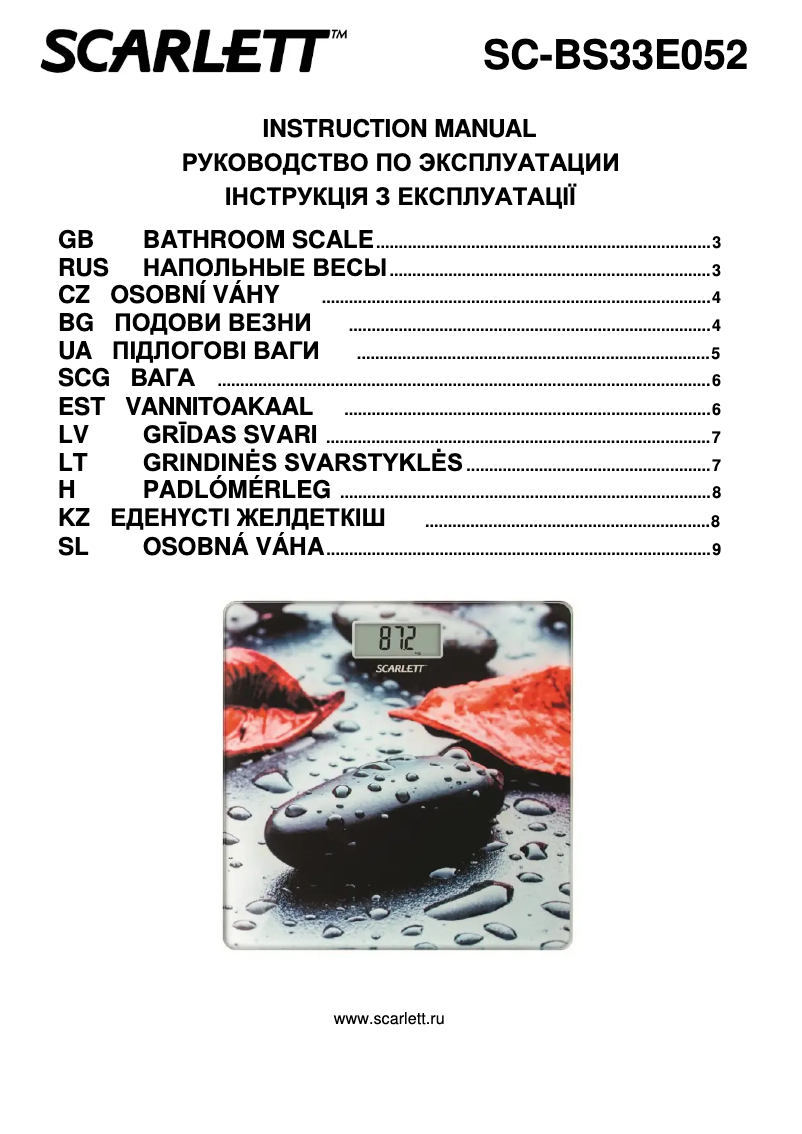 Page 1 de la notice Manuel utilisateur Scarlett SC-BS33E052