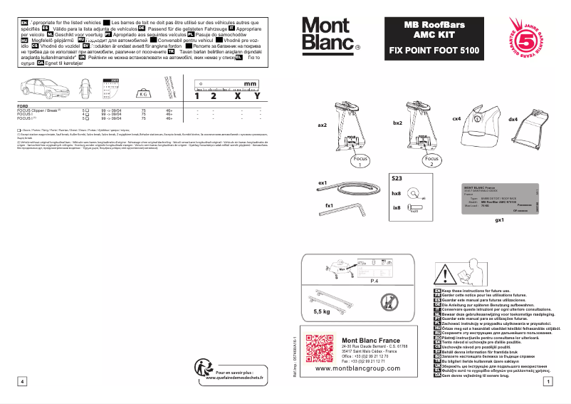 Page 1 de la notice Manuel utilisateur Mont Blanc AMC 5100