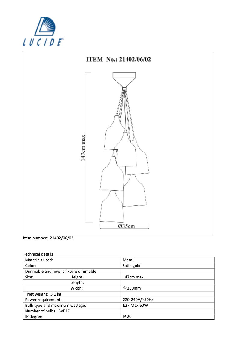 Page 1 de la notice Manuel utilisateur Lucide Bruno