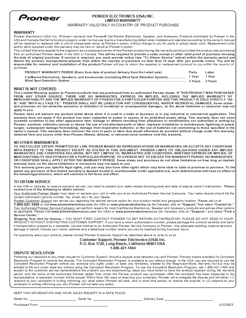 Page n°1 - unknown Pioneer MVH-S420BT