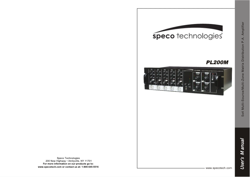 Page 1 de la notice Manuel utilisateur Speco Technologies PL200M