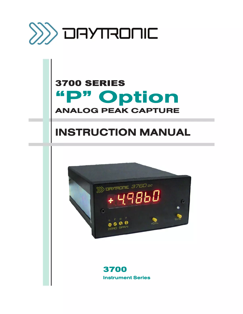 Page n°1 - Manuel utilisateur Daytronic 3700P