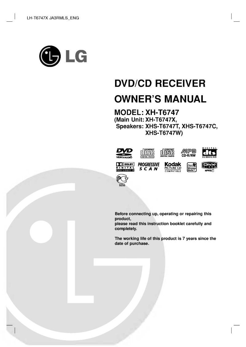 Page 1 de la notice Manuel utilisateur LG XH-T6747X