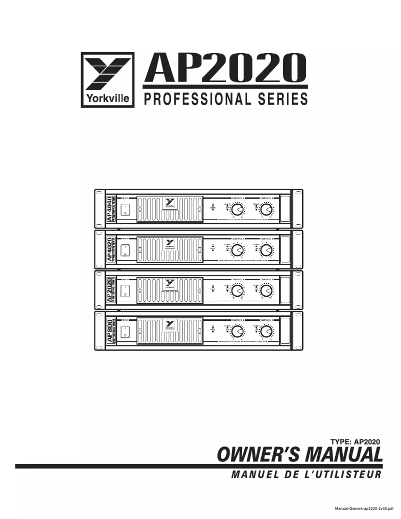 Page n°1 - Manuel utilisateur Yorkville AP2020