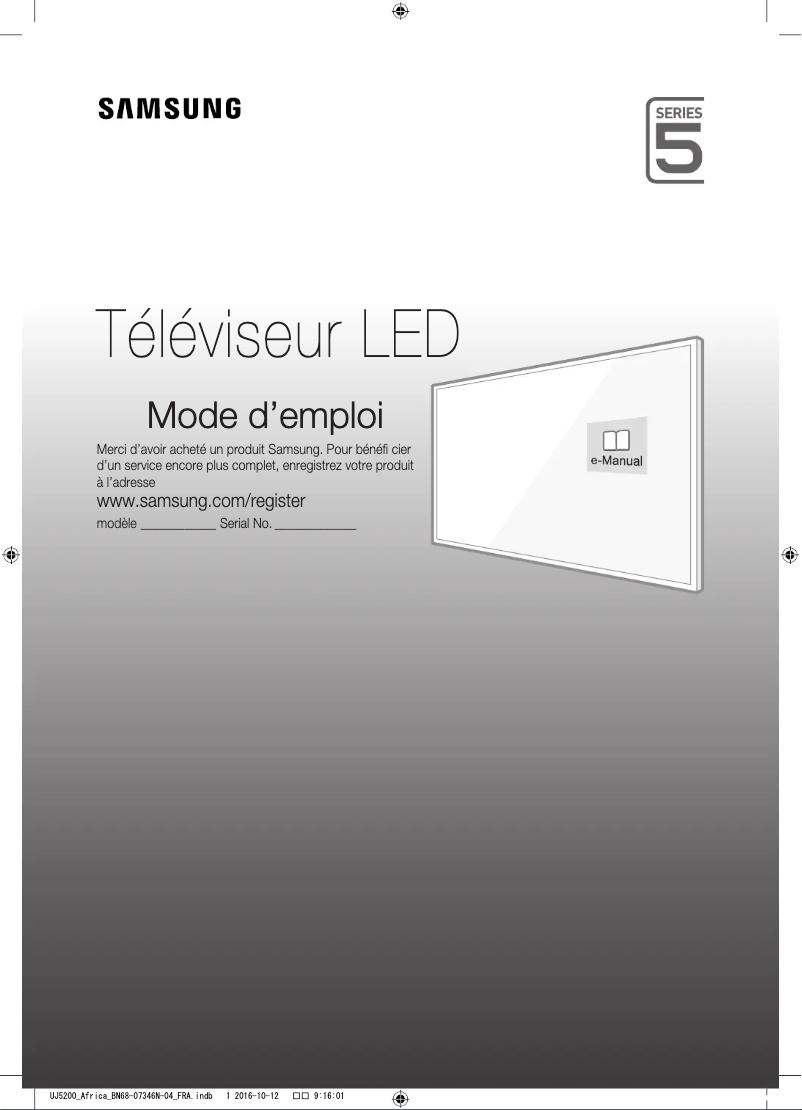 Page 1 de la notice Manuel utilisateur Samsung UA40J5201AR