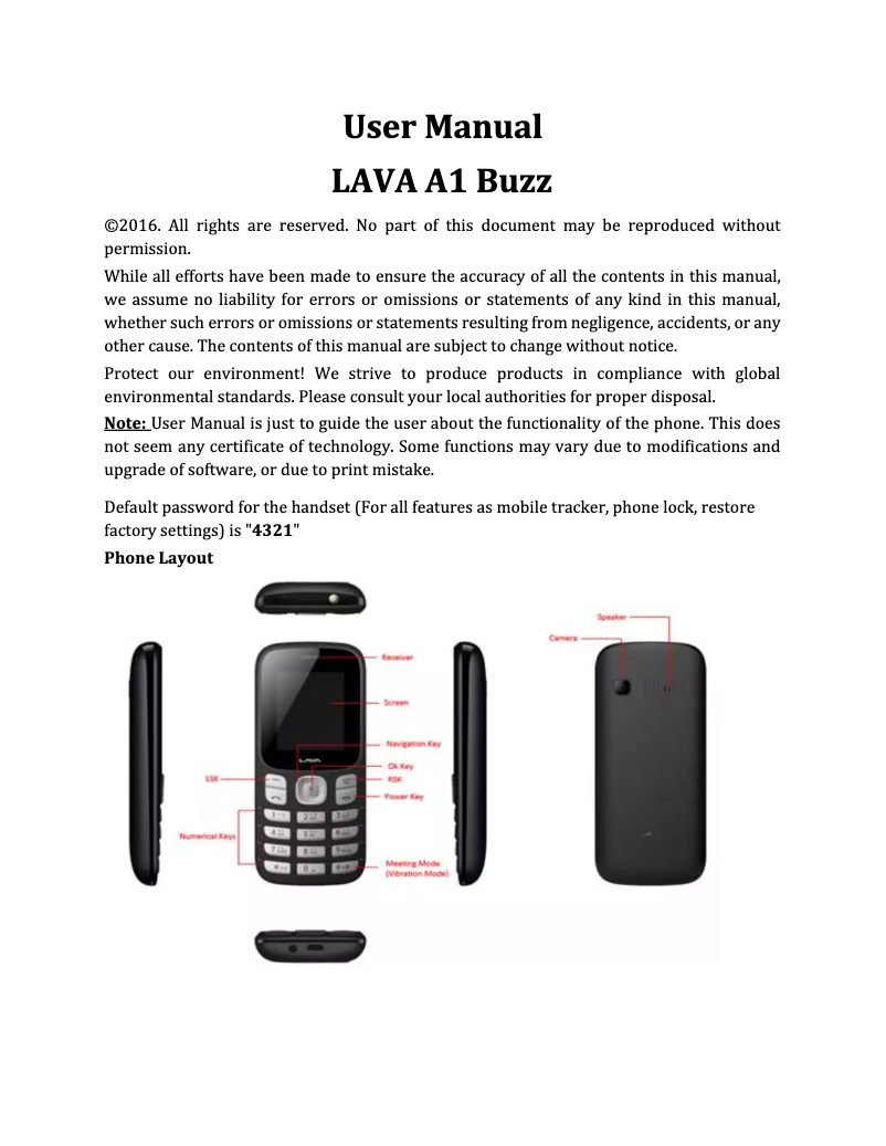 Page 1 de la notice Manuel utilisateur Lava A1 Buzz