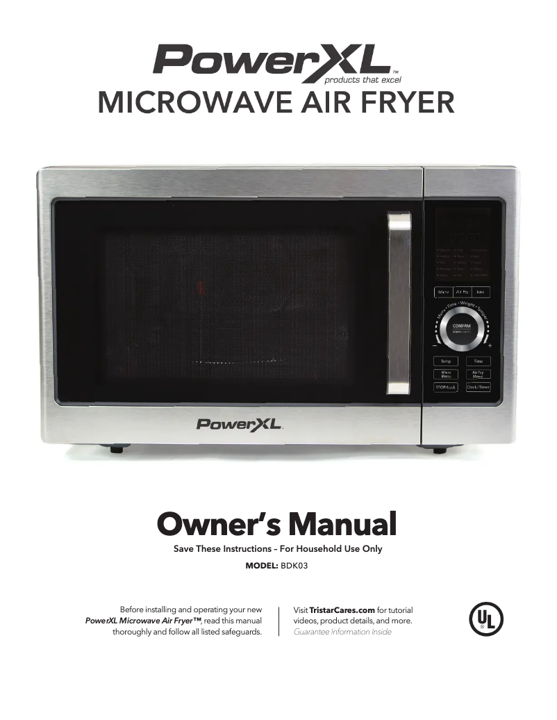 Image de la première page du manuel de l'appareil Microwave Air Fryer BDK03