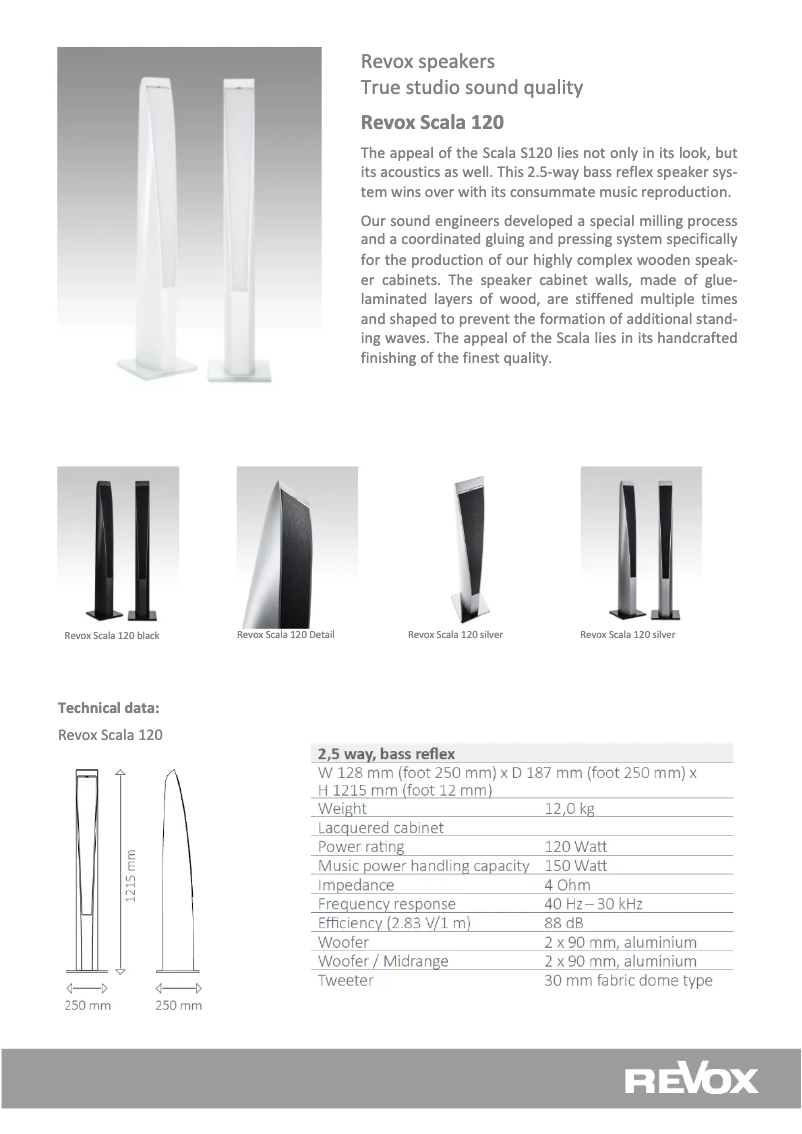Page n°1 - Fiche technique Revox Scala S120