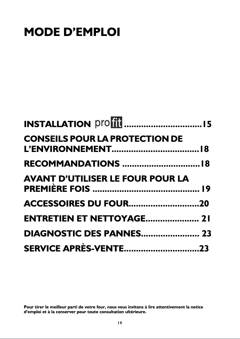 Page 1 de la notice Manuel utilisateur Whirlpool AKP 23705 IX