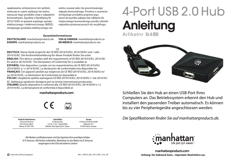 Page 1 de la notice Manuel utilisateur Manhattan 164818