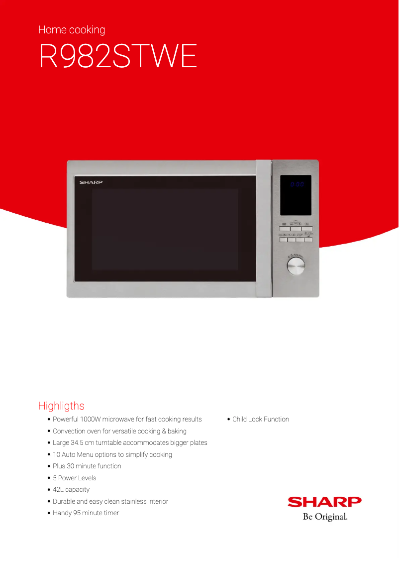 Page 1 de la notice Fiche technique Sharp R982STWE