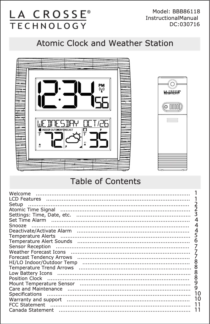 Page n°1 - Manuel utilisateur La Crosse Technology BBB86118