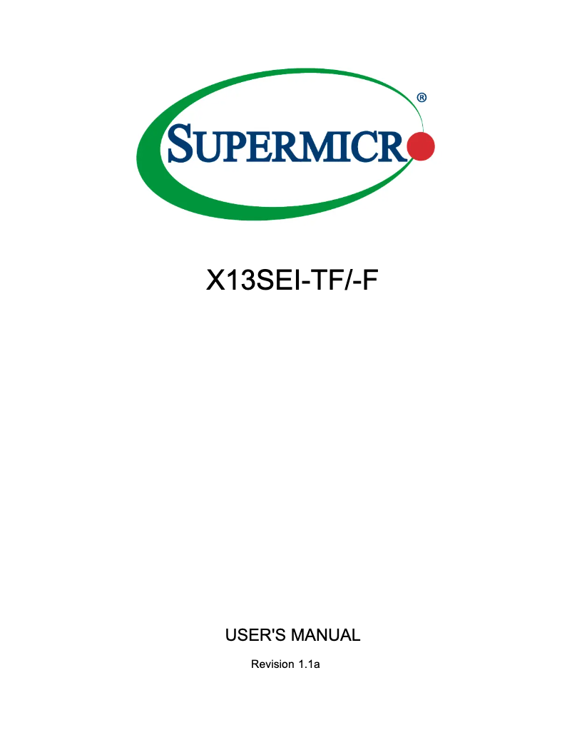 Page 1 de la notice Manuel utilisateur Supermicro X13SEI-TF
