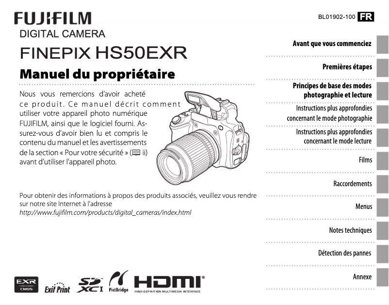 Page n°1 - Manuel utilisateur Fujifilm FinePix HS50EXR
