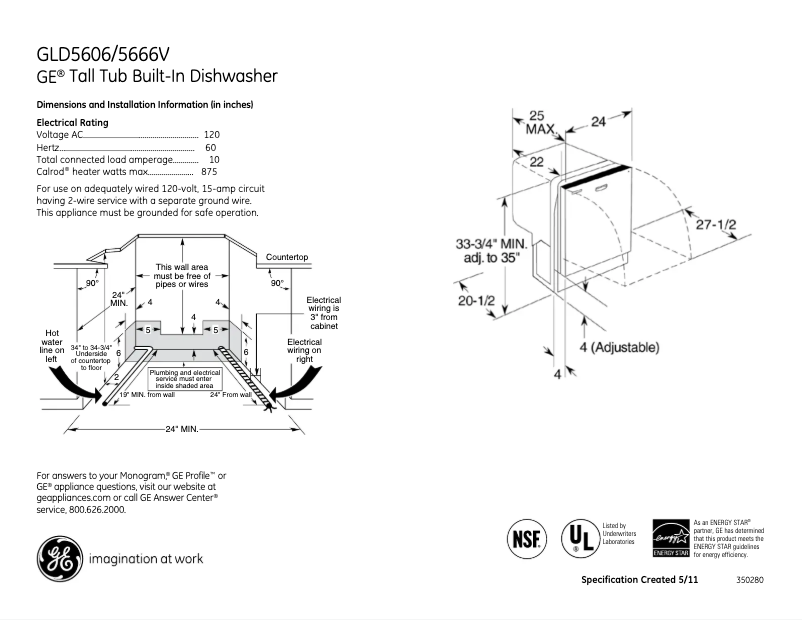 Imagen de la primera página del manual del dispositivo GLD5666VSS
