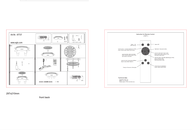 Page 1 de la notice Manuel utilisateur Eglo Lanciano