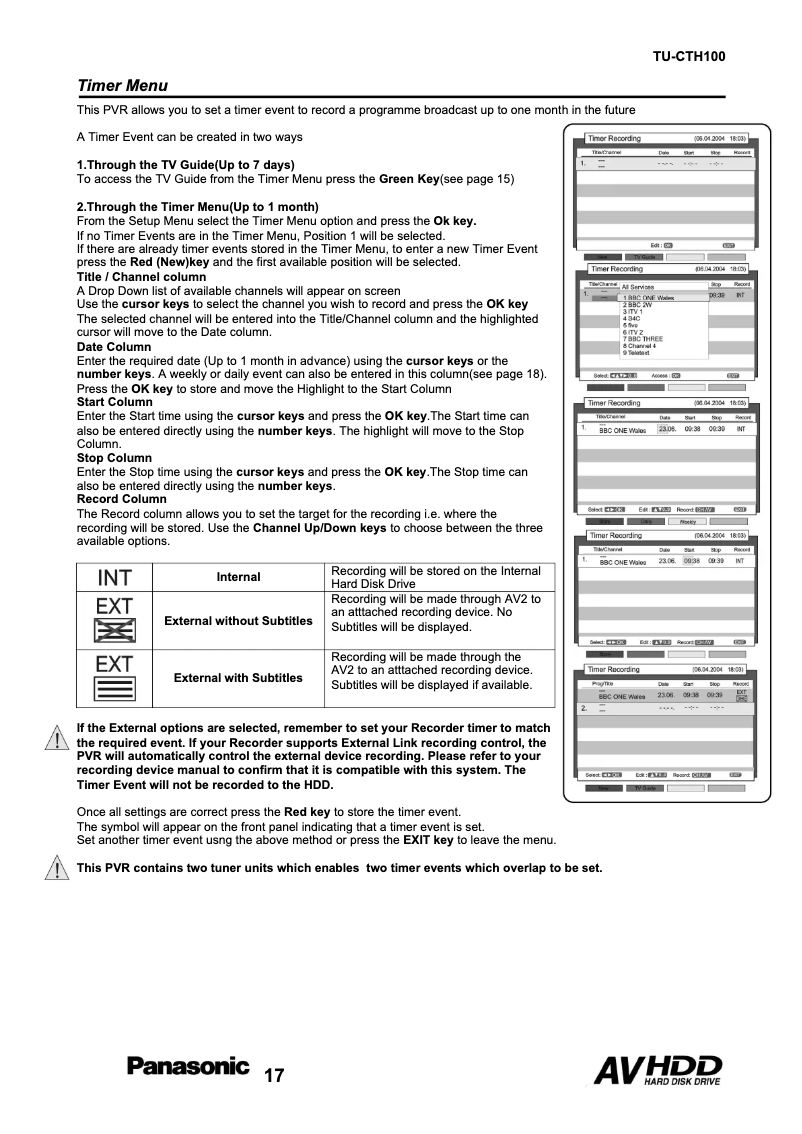 Page 1 de la notice Manuel utilisateur Panasonic TU-CTH100