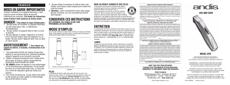 Image de la première page du manuel de l'appareil BTB 22965