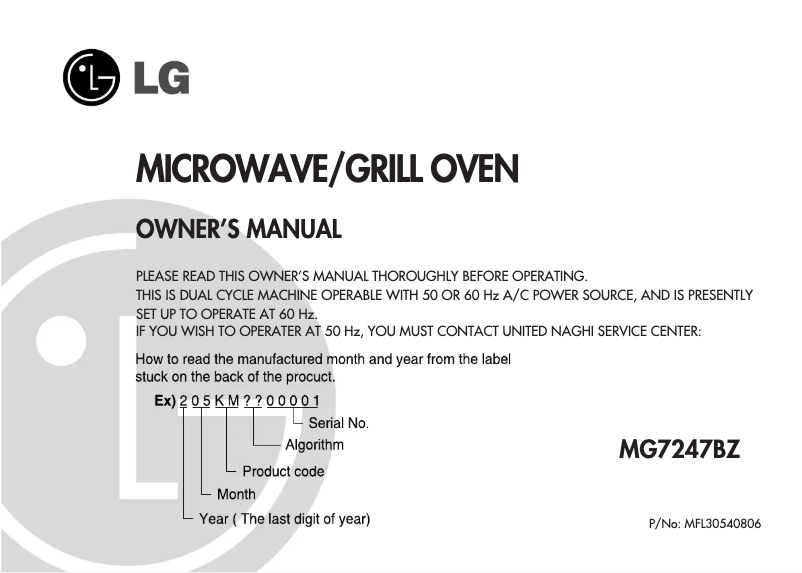 Page 1 de la notice Manuel utilisateur LG MG7247BZ