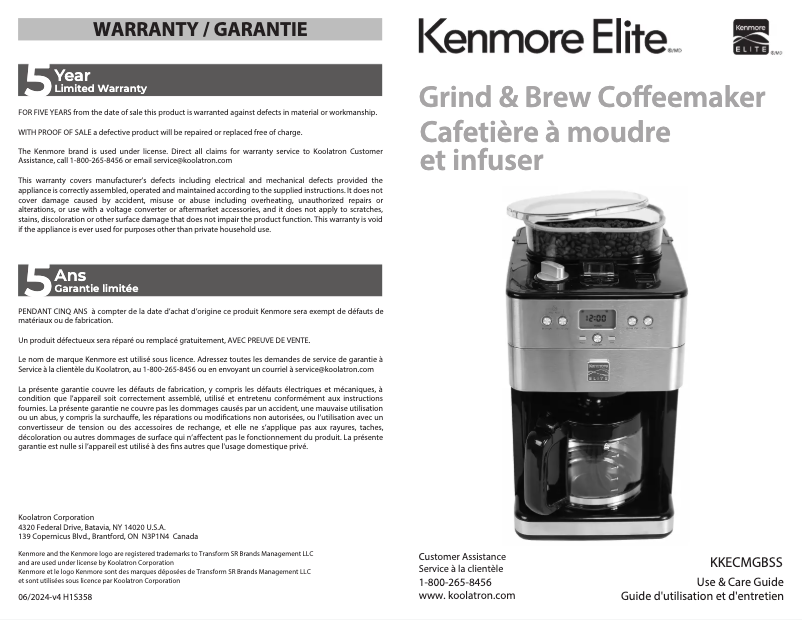 Page 1 de la notice Manuel utilisateur Kenmore Elite KKECMGBSS