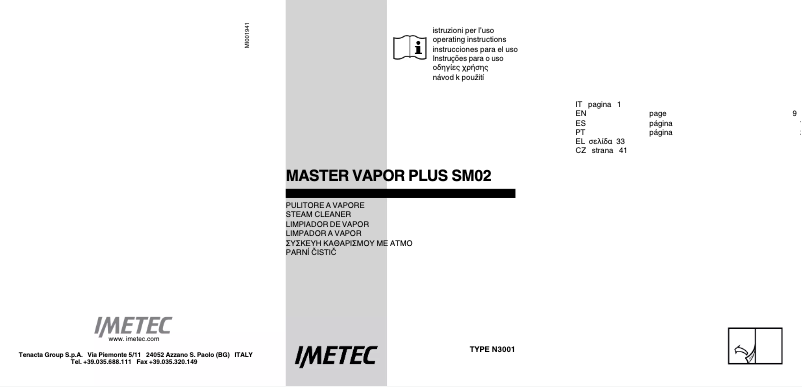Image de la première page du manuel de l'appareil Vapor Plus SM02