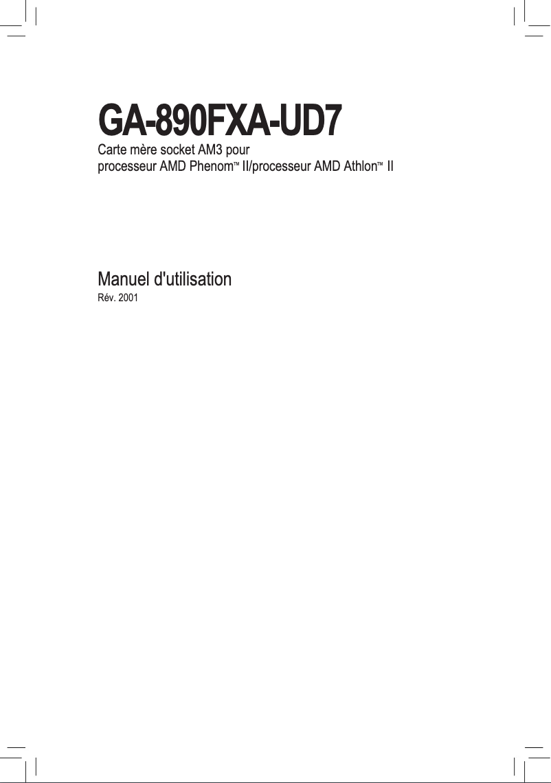 Image de la première page du manuel de l'appareil GA-890FXA-UD7