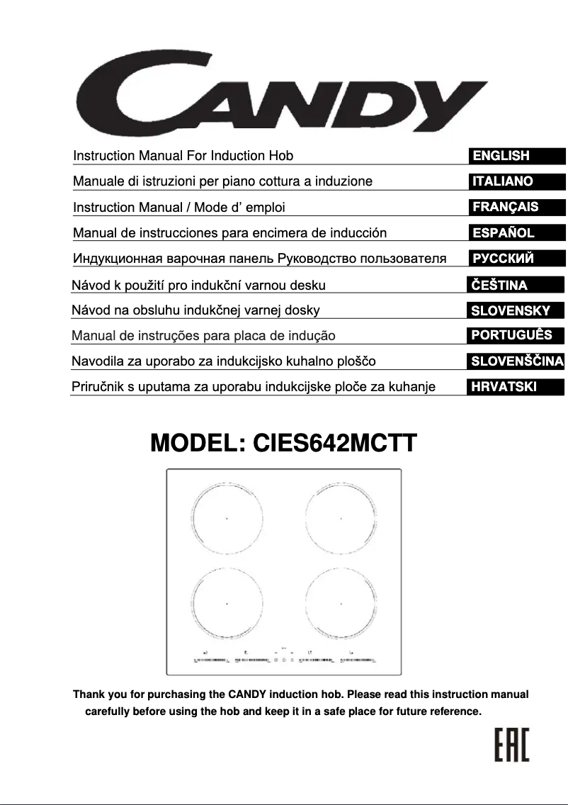Page n°1 - Manuel utilisateur Candy CIES642MCTT