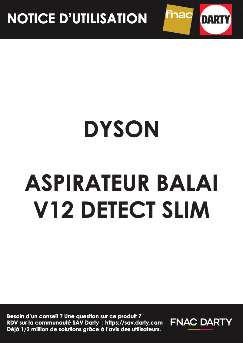Page 1 de la notice Manuel utilisateur Dyson V12 Detect Slim
