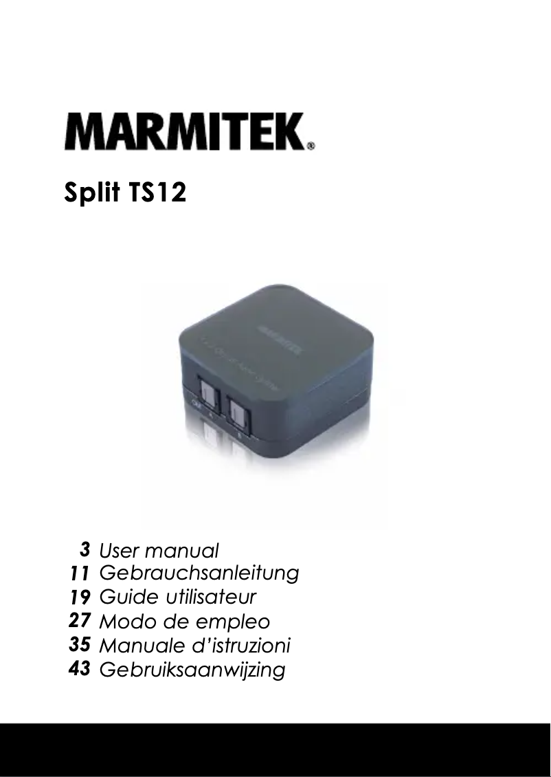 Page n°1 - Manuel utilisateur Marmitek Split TS12