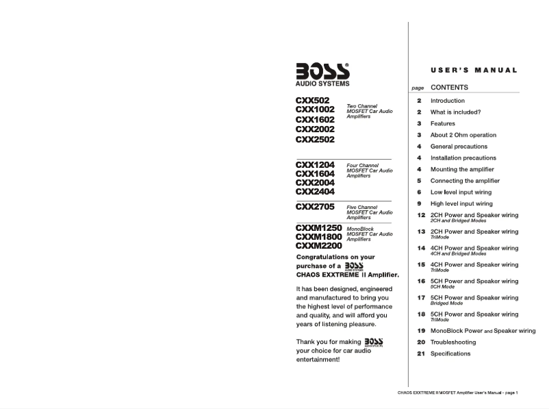 Page n°1 - Manuel utilisateur Boss CXX1002
