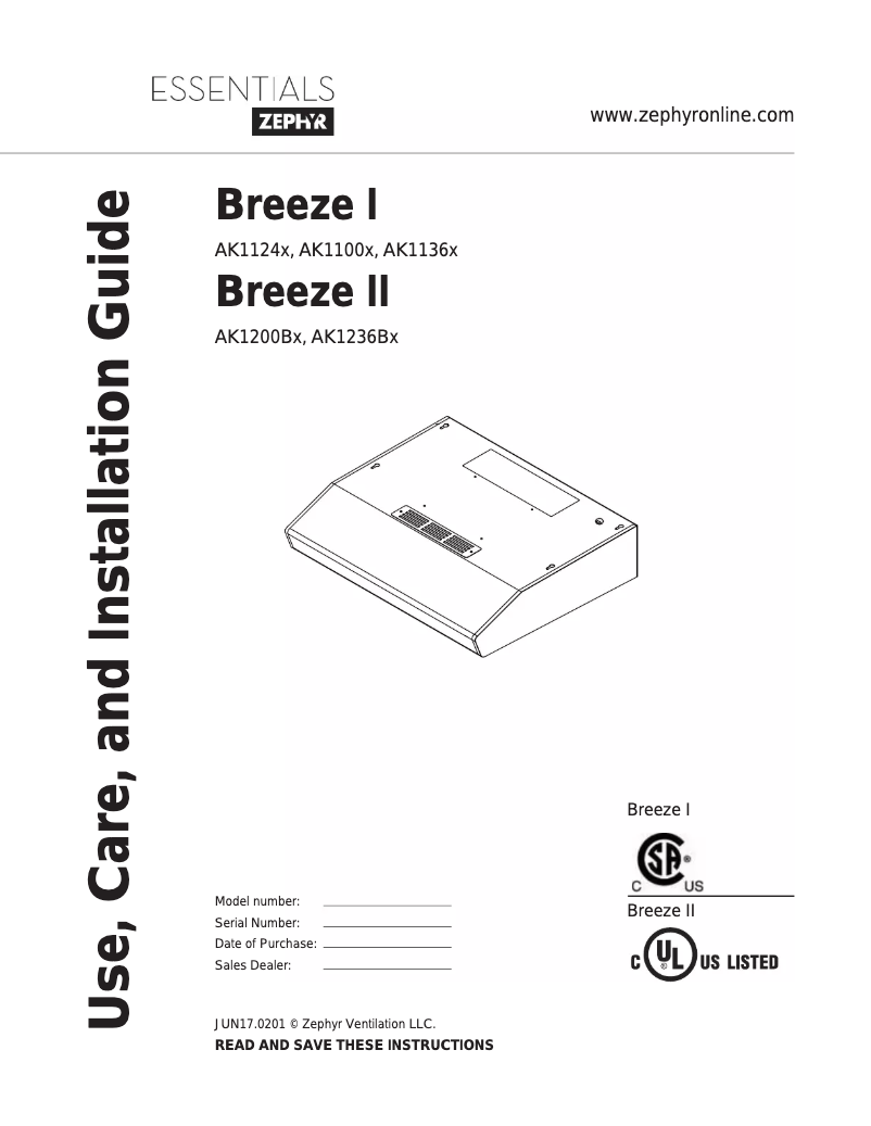 Page 1 de la notice Manuel utilisateur Zephyr AK1200BB