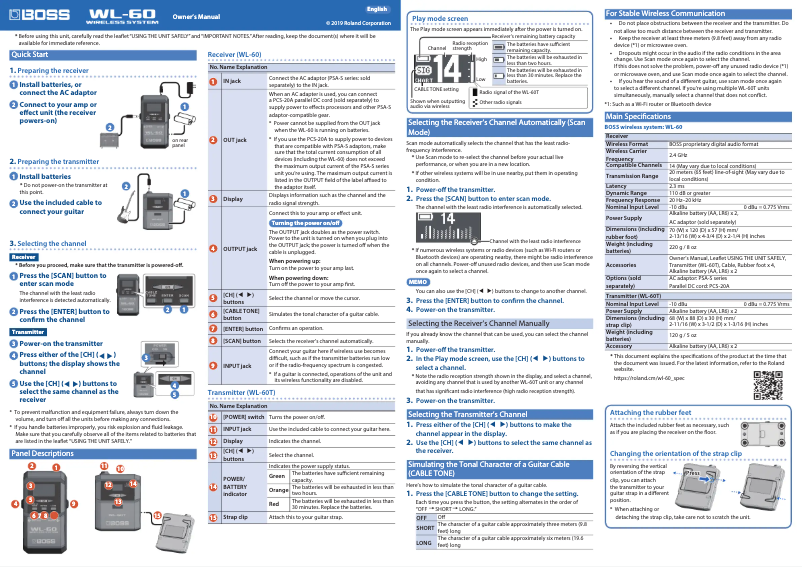 Image de la première page du manuel de l'appareil WL-60