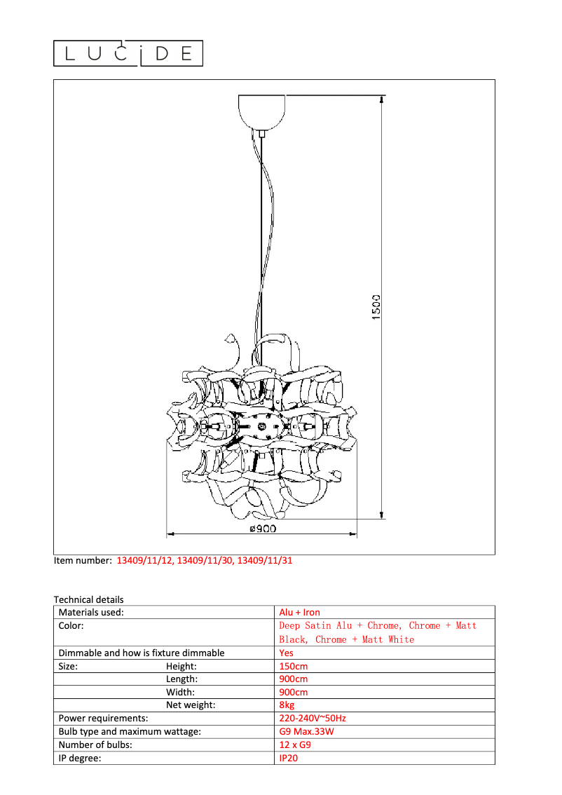 Page n°1 - Manuel utilisateur Lucide Atoma 13409/11/31