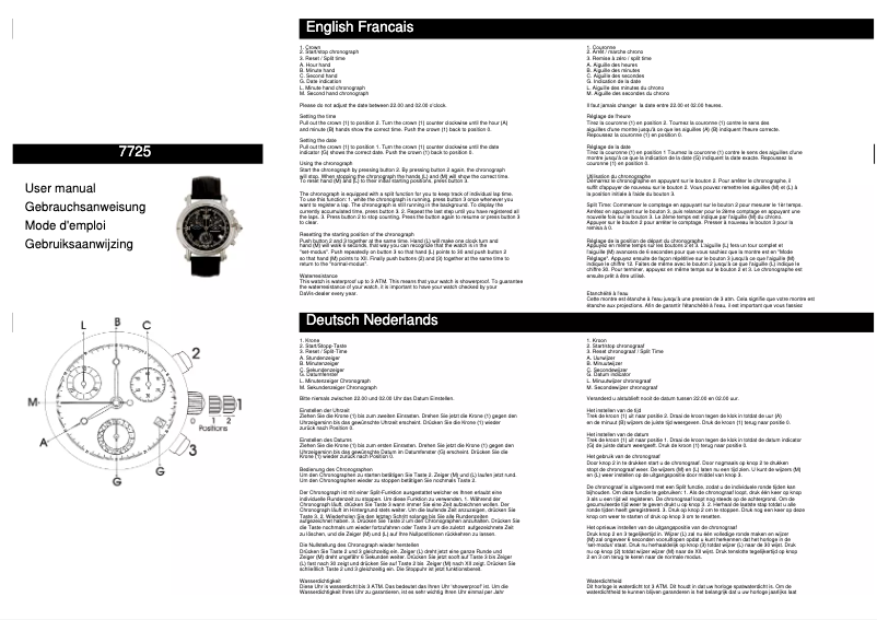 Page n°1 - Manuel utilisateur Davis 7725