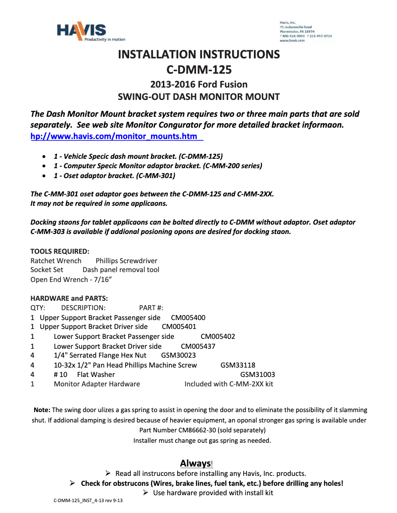 First page image of the manual for C-DMM-125