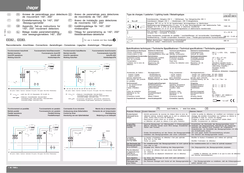 Page 1 de la notice Manuel utilisateur Hager EE821