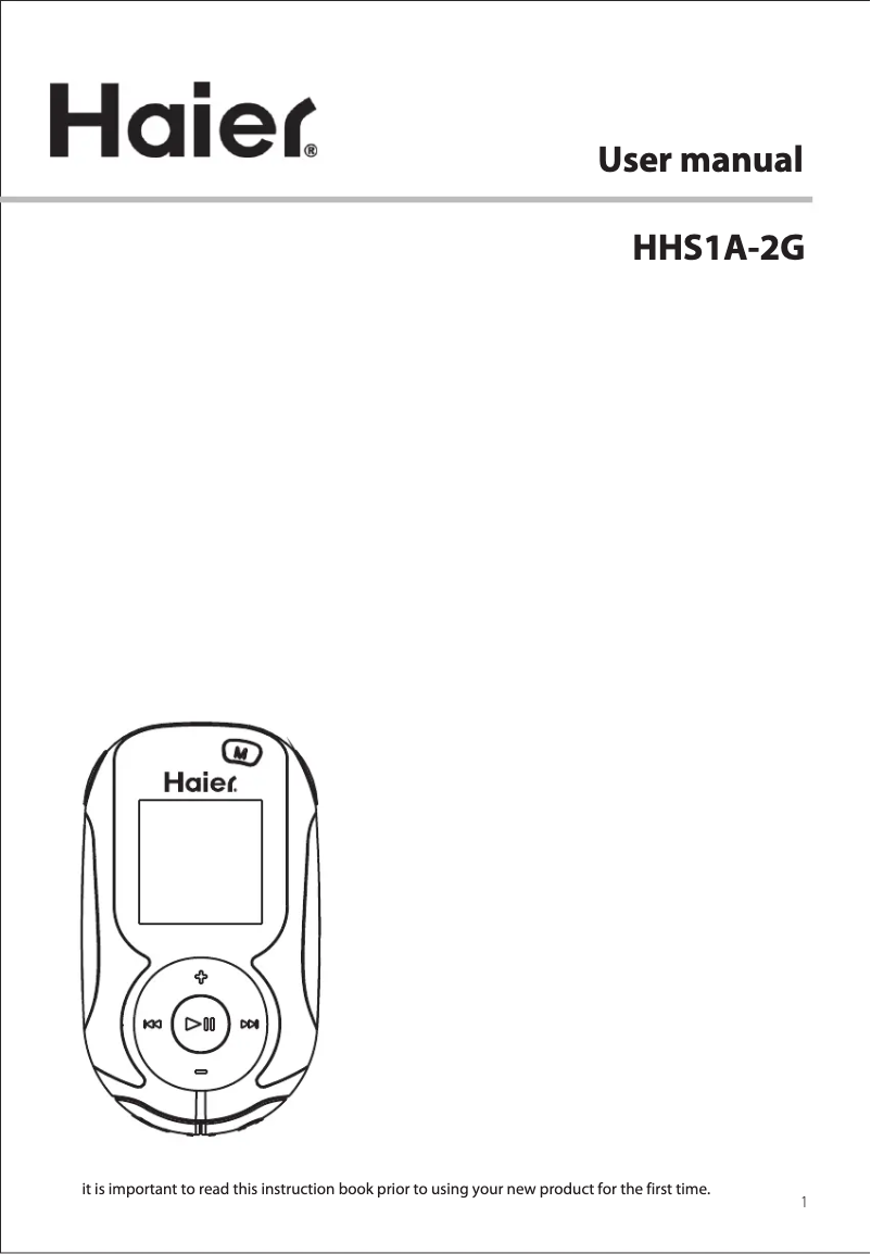 Image de la première page du manuel de l'appareil HHS1A-2G