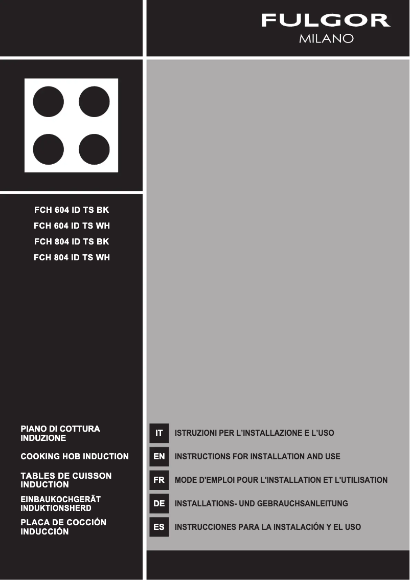 Page 1 de la notice Manuel utilisateur Fulgor Milano FCH 804 ID TS BK