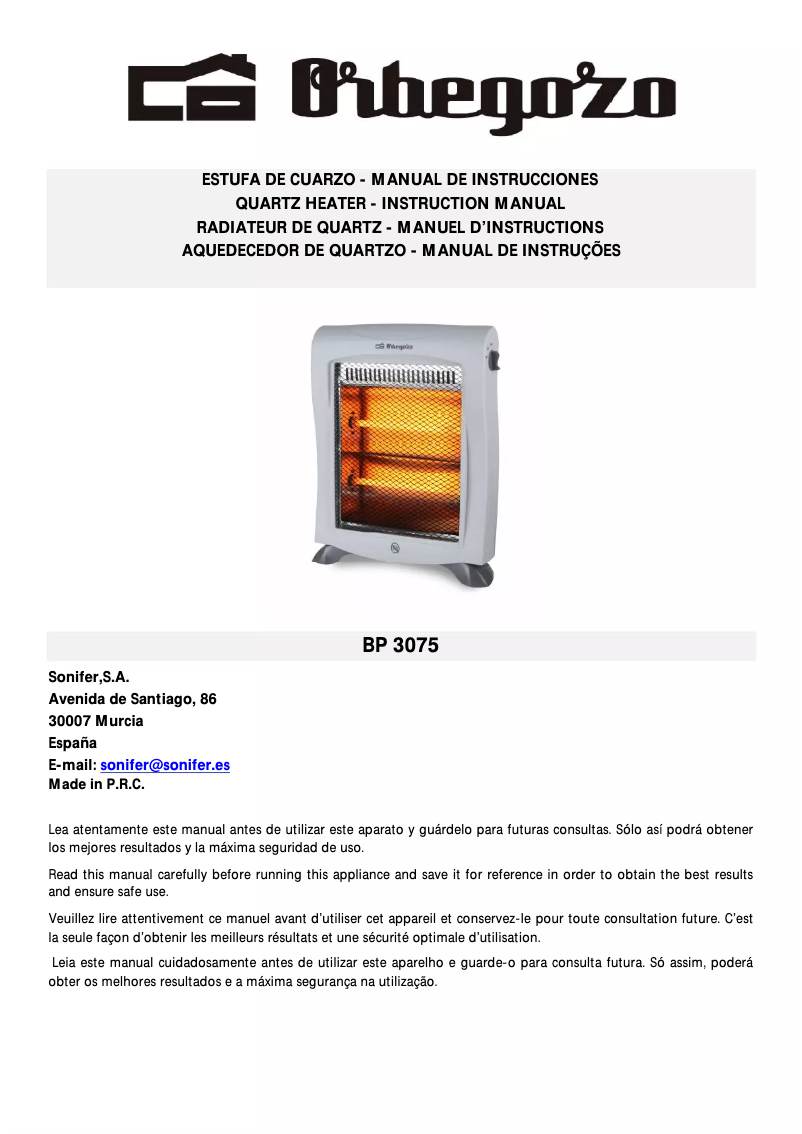 Image de la première page du manuel de l'appareil BP 3075