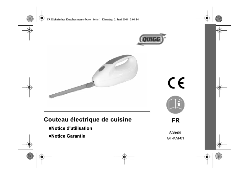 Page 1 de la notice Manuel utilisateur Quigg GT-KM-01