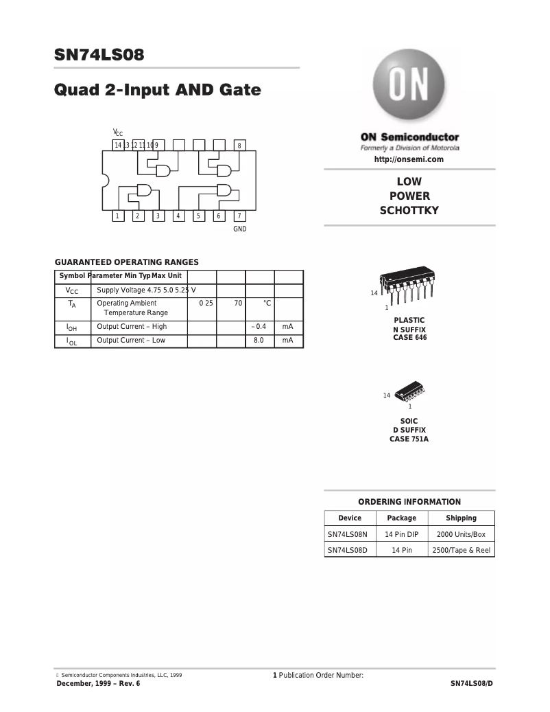 Image de la première page du manuel de l'appareil SN74LS08N