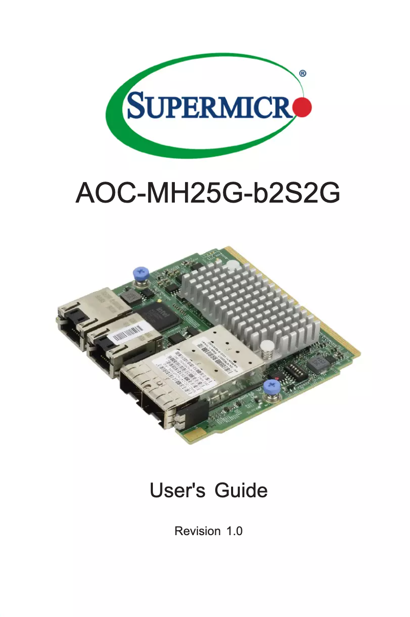 Page 1 de la notice Manuel utilisateur Supermicro AOC-MH25G-B2S2GM