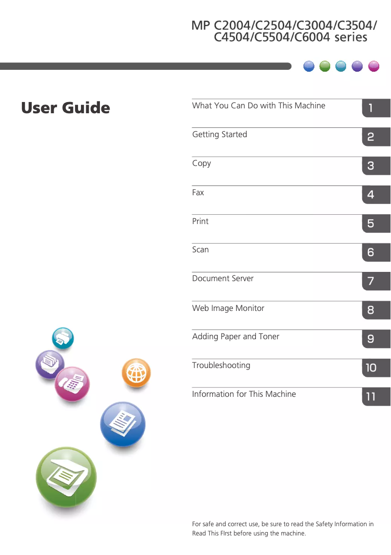 Image de la première page du manuel de l'appareil MP C2004ASP