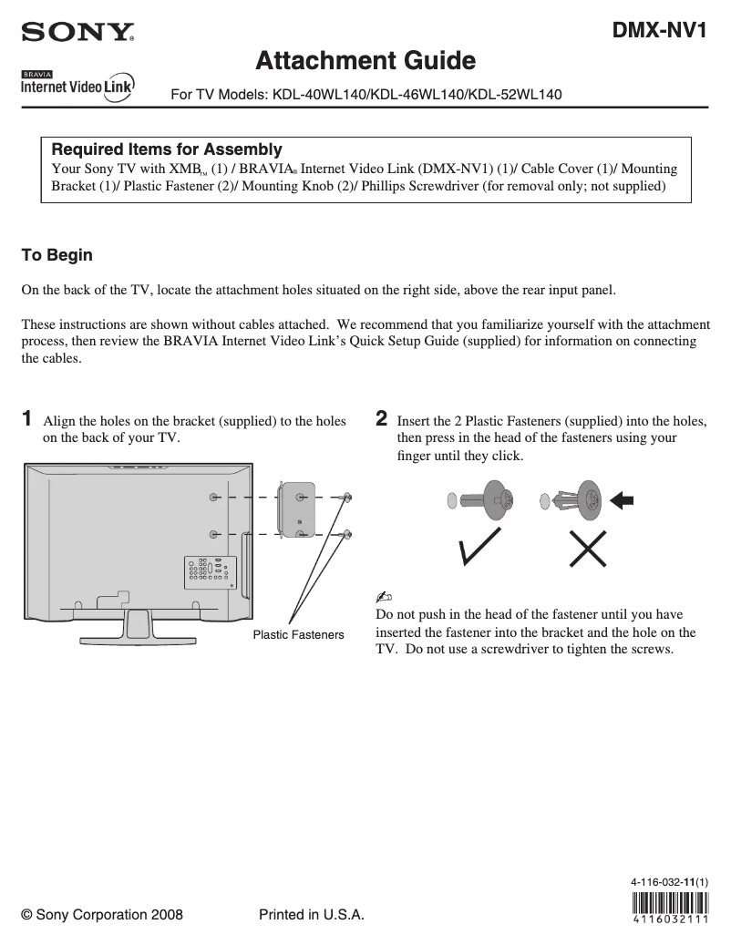 Page n°1 - Guide d'installation Sony DMX-NV1
