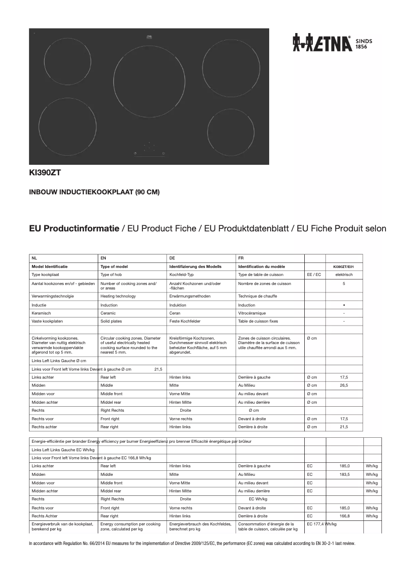 Page n°1 - Fiche technique Etna KI390ZT