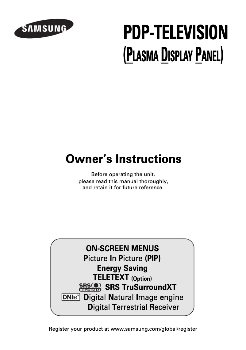 Page n°1 - Manuel utilisateur Samsung PS-50C6HD
