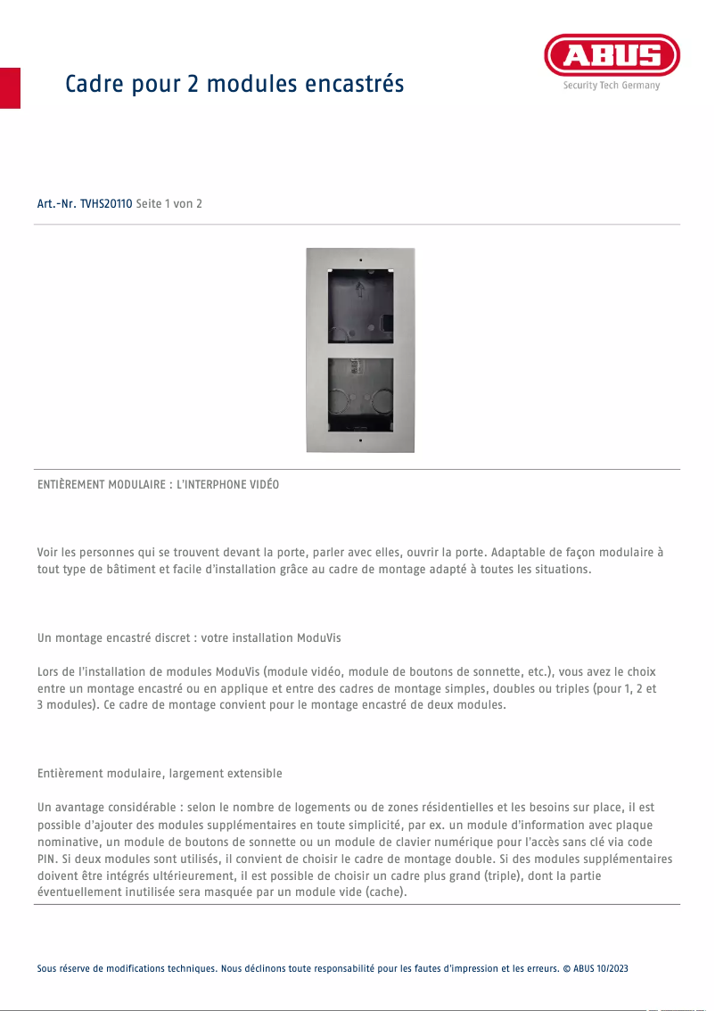 Image de la première page du manuel de l'appareil TVHS20110