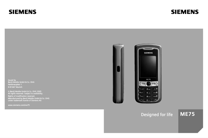 Page 1 de la notice Manuel utilisateur Siemens ME75